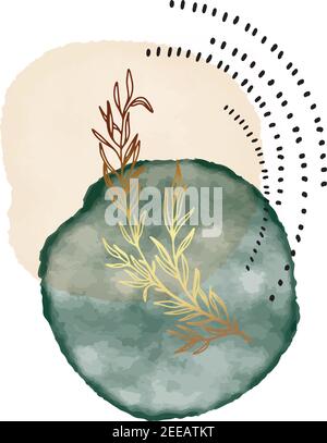 Acrylic ink blue circles, creative frames. Electric blue navy Modern watercolor Original painting pouring art canvas geometric shapes  for logo, socia Stock Vector