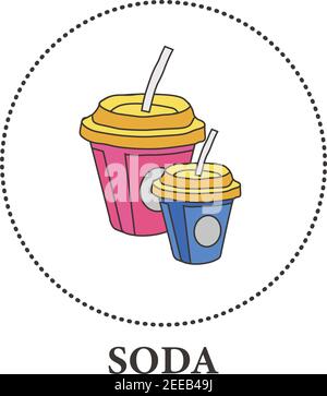 Two glasses of soda in a cardboard glass on a white background - Vector illustration Stock Vector