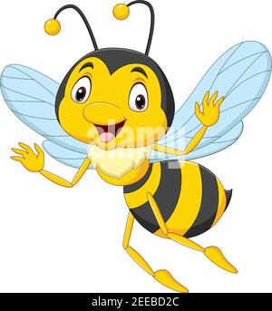 Cartoon happy bee isolated on white background Stock Vector