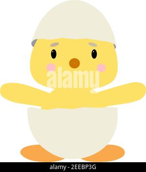 a hatched cute chick in shell, vector Stock Vector