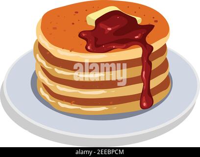 Fresh tasty hot pancakes with sweet maple syrup ,Stock Vector illustration. Stock Vector