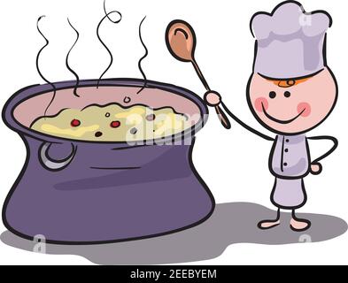 Chef Cooking In The Kitchen stock illustration vector Stock Vector
