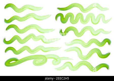 Watercolor green smear on white background. Vector illustration for web, template, posters, card, decoration,wrapping paper. Contrast colorful colors Stock Vector