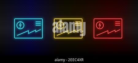 Neon icon set business and finance, analytic. Set of red, blue, yellow neon vector icon Stock Vector