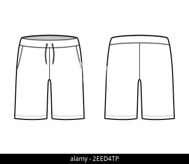 Short preppy pants technical fashion illustration with mid-thigh ...