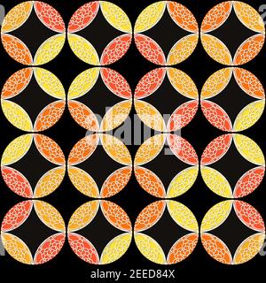 Arabic arabesque seamless pattern with colorful circles on dark background. Design greeting card for Ramadan Kareem, Islamic ornamental colorful Stock Vector