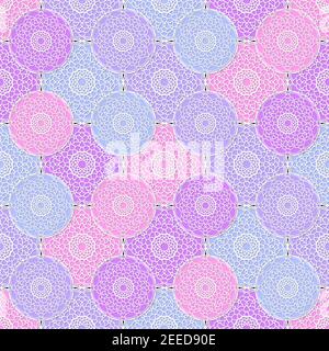 Arabic arabesque seamless pattern with colorful circles. Holiday background. Design greeting card for Ramadan Kareem, Islamic ornamental colorful Stock Vector