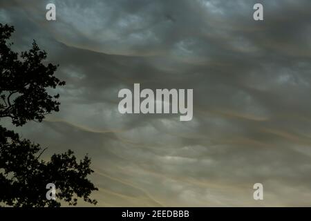 Dramatic grey clouds at sunset, Kent Stock Photo