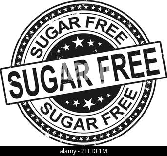 Grunge black sugar free rubber stamp vector on white Stock Vector