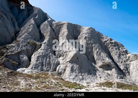 Eroded hillside, Lake Ferry, Wairarapa, North Island, New Zealand Stock Photo