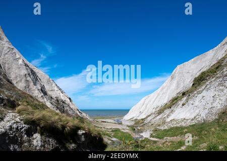 Eroded hillside, Lake Ferry, Wairarapa, North Island, New Zealand Stock Photo