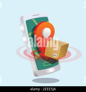 package tracking icon. delivery tracking on smartphone 3d vector illustration Stock Vector