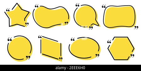 Quote box frames big set. Quote box icon. Texting quote boxes.  Stock Vector