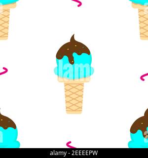 Seamless pattern of sweet ice cream. Vector illustration for print Stock Vector