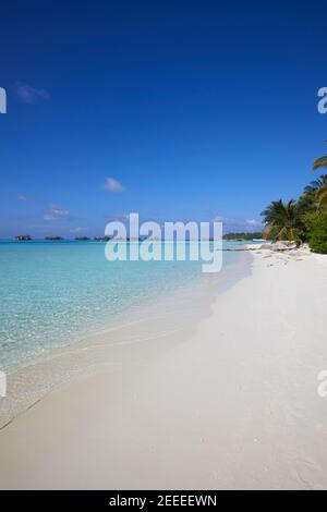 Beach of Paradise Island (Lankanfinolhu), Maldives Stock Photo