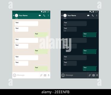 Mobile ui kit messenger. Mobile Phone. Chat app template simple and modern . Social network concept. Vector 10 Eps Stock Vector