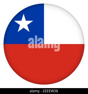 Flag of Chile round icon, badge or button. Chilean national symbol. Template design, vector illustration. Stock Vector