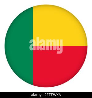 Flag of Benin round icon, badge or button. National symbol. Template design, vector illustration. Stock Vector