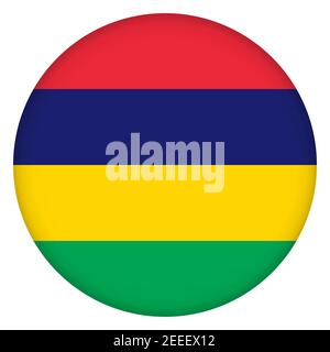 Flag of Mauritius round icon, badge or button. Mauritian national symbol. Template design, vector illustration. Stock Vector