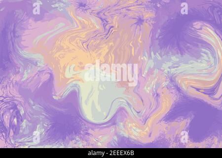 Violet and orange abstract background. Colorful vector texture. Pastel color mesh abstraction. Feminine backdrop for surface design. Liquid paint patt Stock Vector
