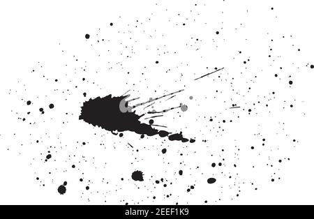 Vector illustration of a black ink splatter on a white background. Stock Vector