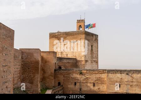 Granada, Spain - 5 February, 2021: the Alcazaba fortress in the Alhambra in Granada Stock Photo