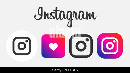 Instagram logo set. Most popular social media. Vector Stock Vector