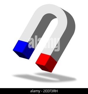 Magnet vector 3d style with isolated white background. Stock Vector