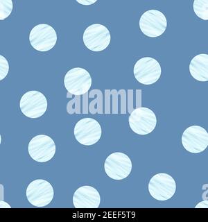 Abstract fashion polka dots background. Blue seamless pattern with white textured circles. Template design for invitation, poster, card, flyer, banner Stock Vector
