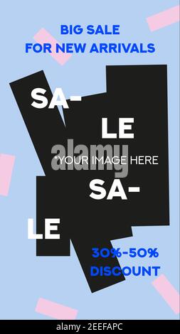 Sale abstract stories template for social media on blue background. Vector illustration Stock Vector