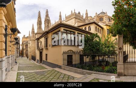 Granada, Spain - 4 February, 2021: view of the cathedral in the city center of Granada Stock Photo