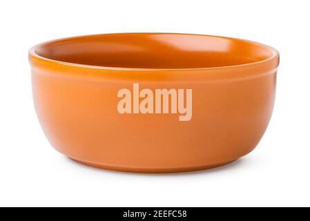 Deep clay bowl isolated on a white background Stock Photo