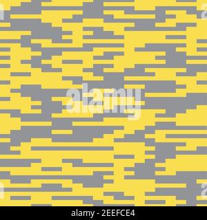 Pattern of many bricks squares of ultimate gray and illumination yellow colors. Design mosaic seamless background. Abstract square geometric backgroun Stock Vector
