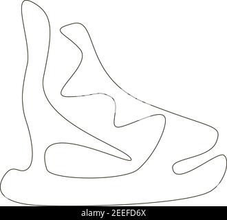 one line sketch of figure skate abstract white and black Stock Vector