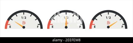 Fuel gauge. Set of car dashboard scales. Vector Stock Vector