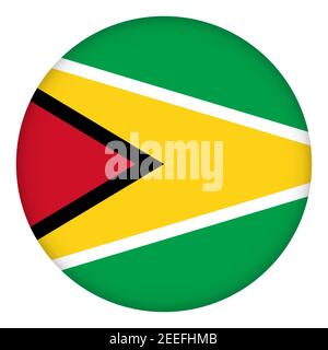 Flag of Guyana round icon, badge or button. National symbol. Template design, vector illustration. Stock Vector