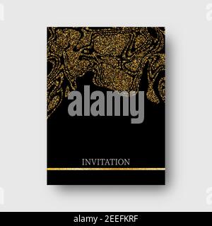 Luxury festive background with shiny golden glitters. Vector illustration of glittering swirled stripes texture Invitation template Stock Vector