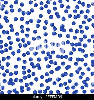 Seamless pattern with blueberry on white background. Natural fresh ripe tasty blueberries. Vector illustration for background, packaging, textile Stock Vector