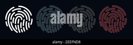 Vector Fingerprint Icons Set, Isolated Sci-Fi Future Identification Stock Vector