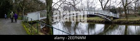 Laurie Bridge over River Teviot, Wilton Park, Hawick Stock Photo