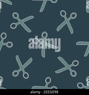 Scissors vector seamless pattern background. Cutting tool symbols blue tone backdrop. Simple monochrome illustration. Barber shop, sewing or craft Stock Vector
