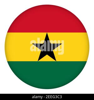 Flag of Ghana round icon, badge or button. Ghanaian national symbol. Template design, vector illustration. Stock Vector
