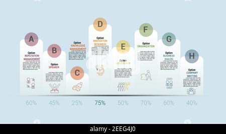 Infographic Reputation Management template. Icons in different colors ...