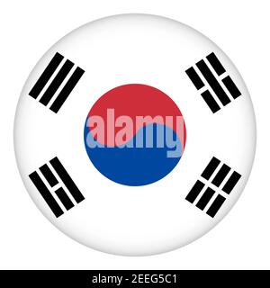 Flag of Korea round icon, badge or button. Korean national symbol. Template design, vector illustration. Stock Vector