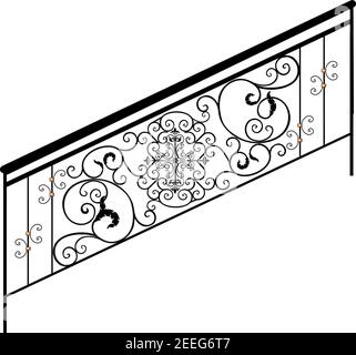 SKETCH metal railings. Forged element. Fence or fence. Artistic forging Stock Vector