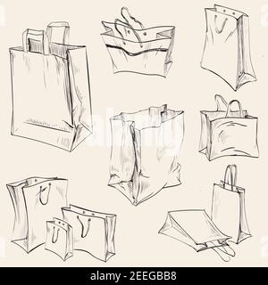 Paper Bags Group Vector Illustration Empty Shopping Bags With Assorted  Colors Isolated Stock Illustration - Download Image Now - iStock