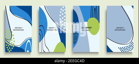 Social media stories and post creative art concept for web design. Advertising brochure, geometric doodle minimal pattern background. Message promotio Stock Vector