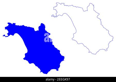 Salerno province (Italy, Italian Republic, Campania region) map vector illustration, scribble sketch Province of Salerno map Stock Vector