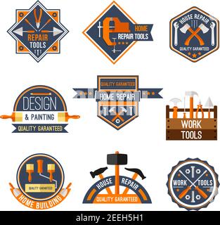 Home repair tools labels icons Stock Vector Image & Art - Alamy