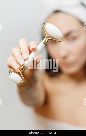 Jade Face Lifting and Gouache Scraper Massager  Stock Photo